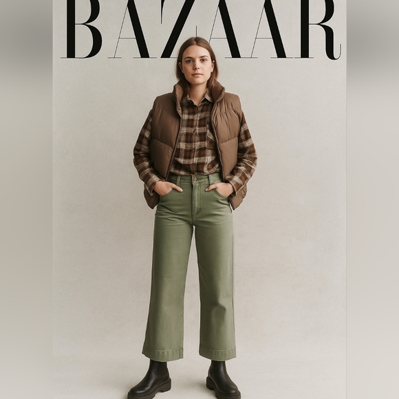 GAP Denim - GAP Highrise Wide Leg Ankle length Jeans Olive green Sz 26 /4